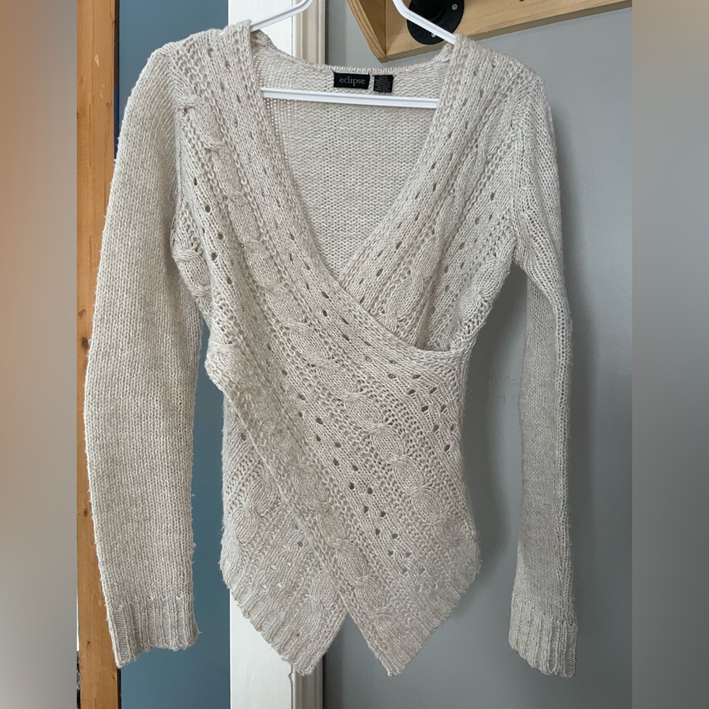 V neck cross over sweater